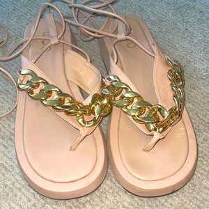 Nude / pink & imitation gold Accessories sandals.